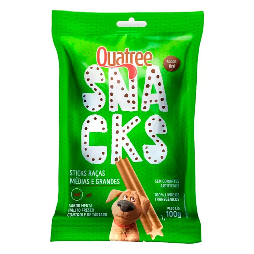 Snack Quatree Sticks Para Cães Raças Médias e Grandes Menta 100g