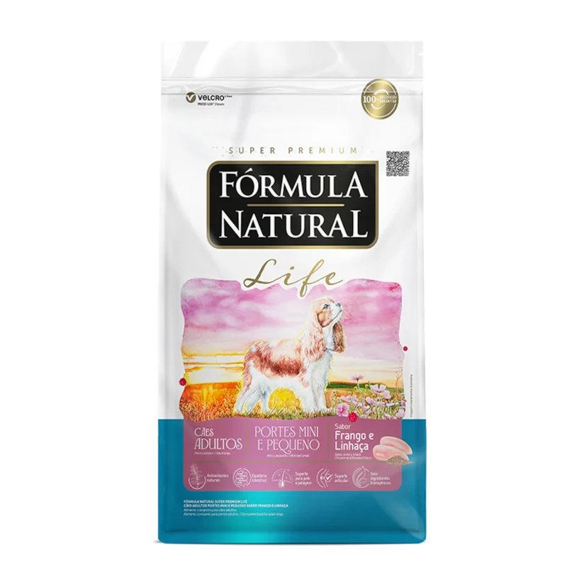 Ração Fórmula Natural Cães Adultos Raças Mini e Pequenas Sabor Frango e Linhaça 2,5kg