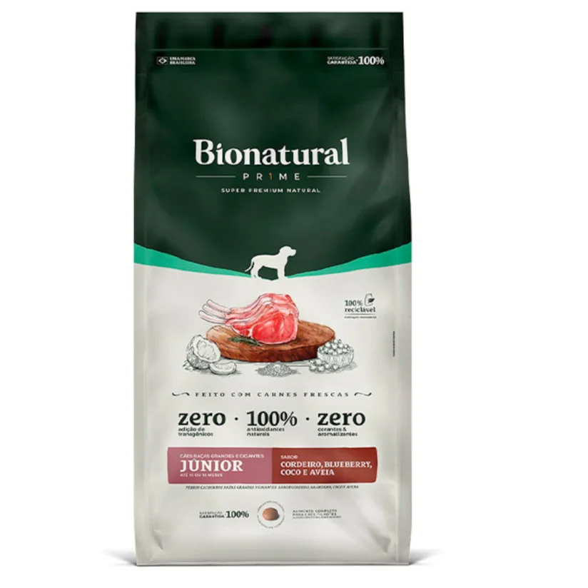 Ração Bionatural Prime para Cães Filhotes de Raças Grandes e Gigantes Sabor Cordeiro 15kg