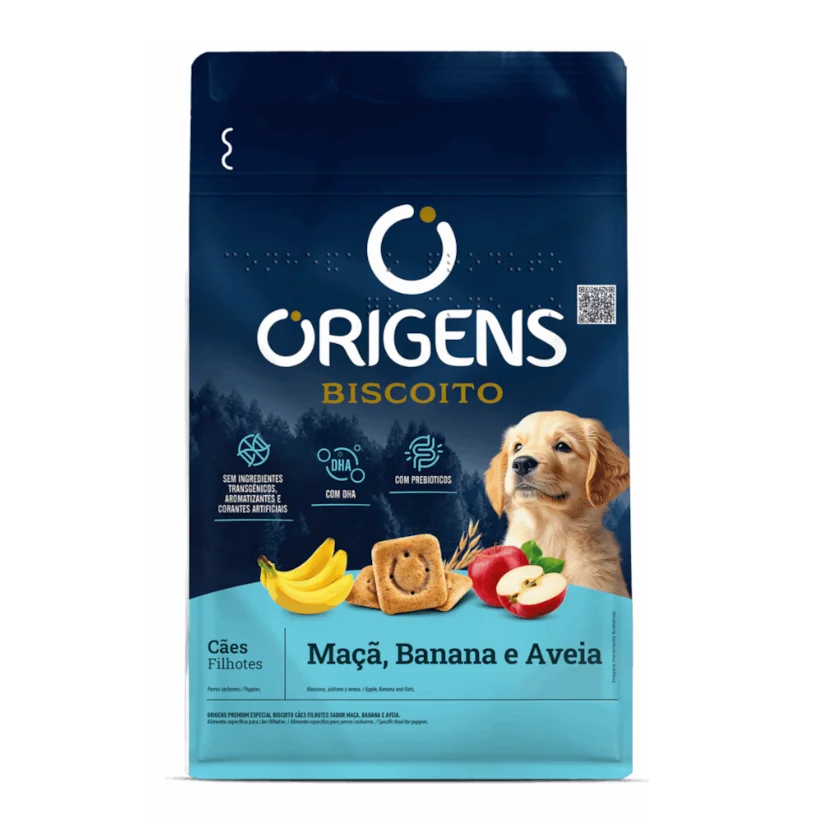 Biscoito Origens Cães Filhotes Banana 300g