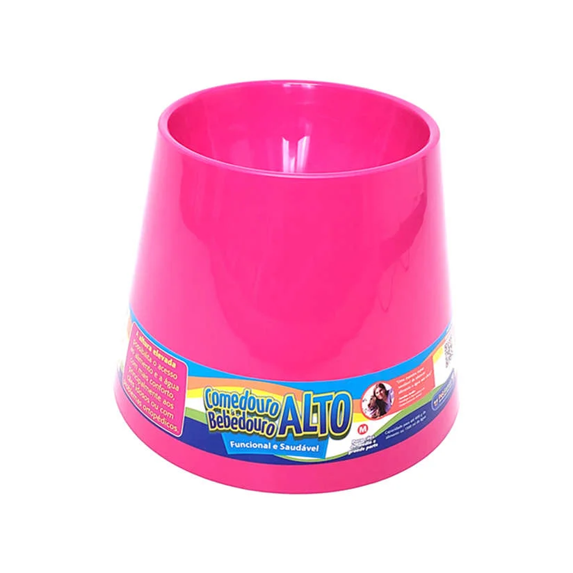 Comedouro e Bebedouro Cães Pet Games Alto Pink Tam. M