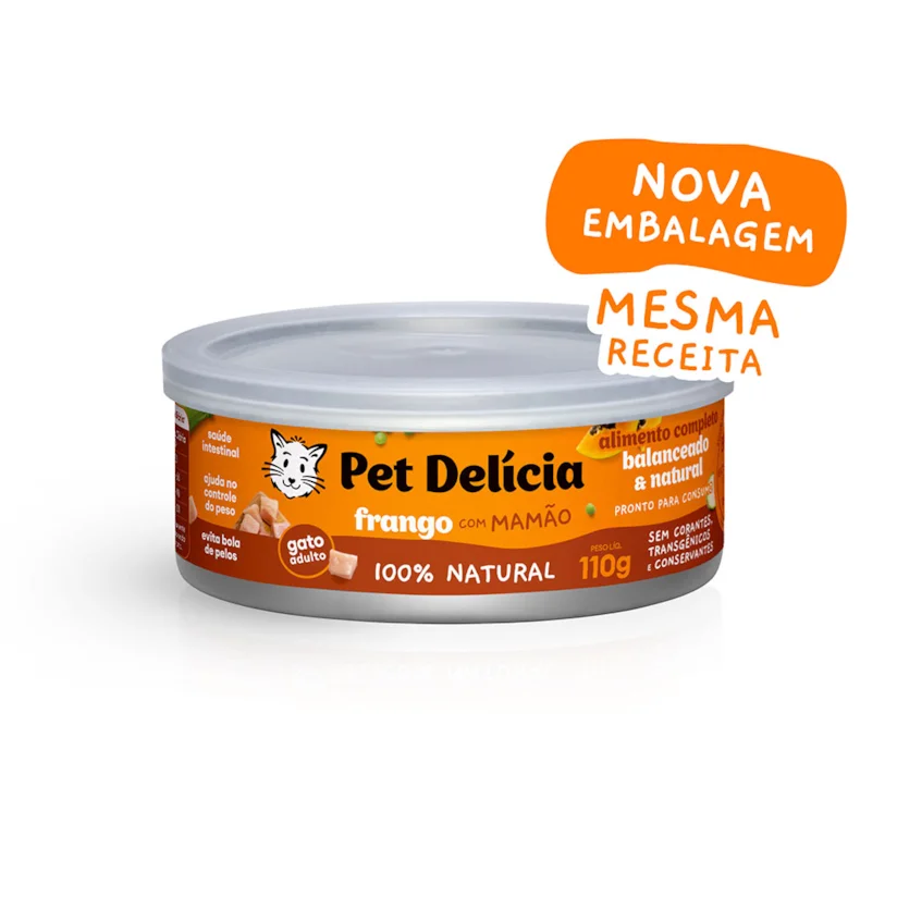 Ração Úmida Pet Delícia Gatos Frango com Mamão 110g