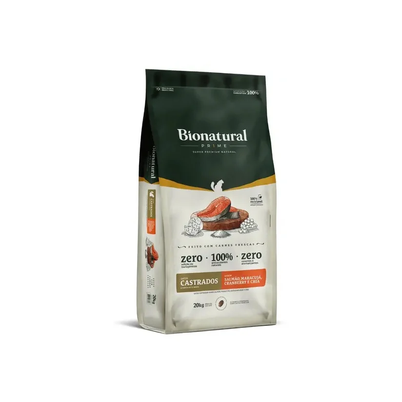 Ração Bionatural Prime Gatos Castrados Salmão 20kg