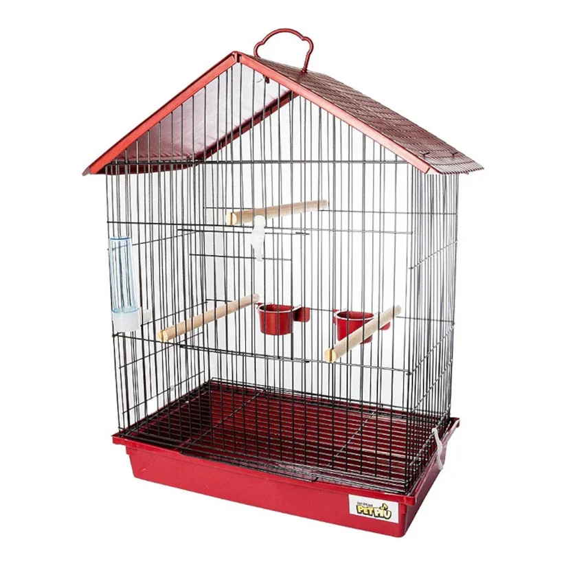 Gaiola Para Calopsita Teto Plástico Jel Plast Black/Vermelho