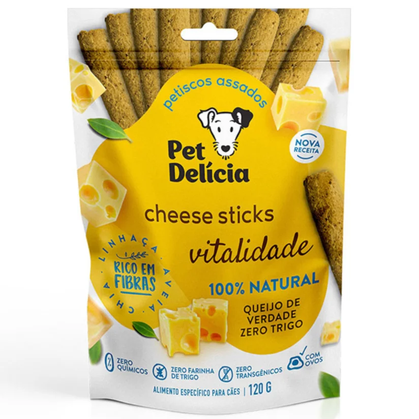 Petisco Natural Pet Delícia Cheese Sticks para Cães 120g