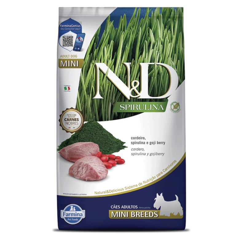 Ração ND Spirulina Para Cães Adultos Mini Cordeiro 7kg