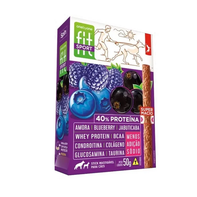 Stick Para Cães Fit Spin Pet Sabor Amora, Blueberry e Jabuticaba 50g