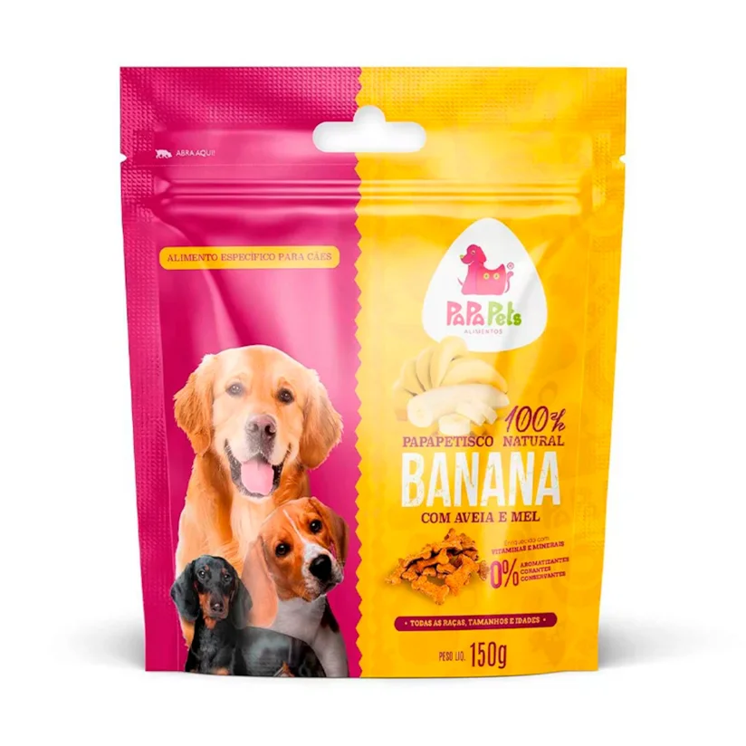 Biscoito Petisco Natural Papapetisco Para Cães Banana com Aveia e Mel 150g