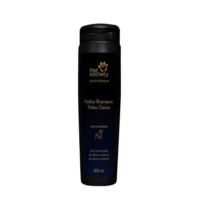 Shampoo Pet Society Pelos Claros Premium Para Cães e Gatos 300ml