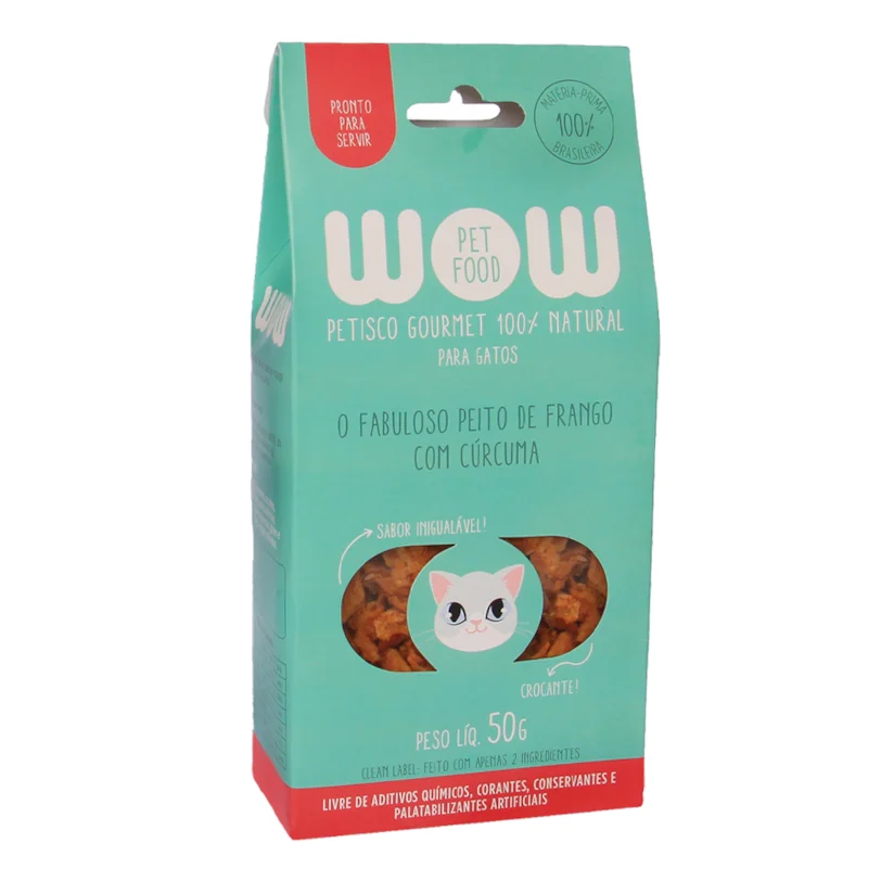 Petisco Para Gatos Wow Gourmet Natural Frango e Cúrcuma 50g