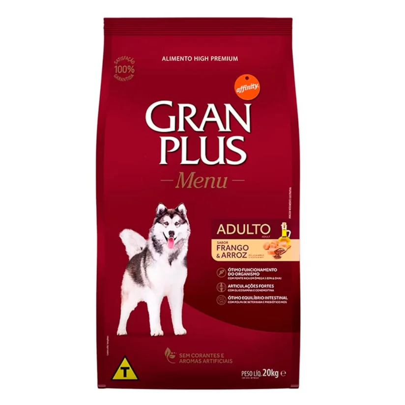 Ração Gran Plus Menu Cães Adultos Frango e Arroz 20kg
