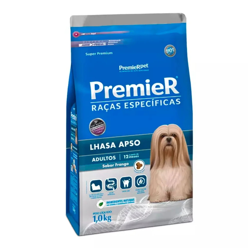 Ração Premier Raças Específicas Lhasa Apso Cães Adultos Frango 1kg