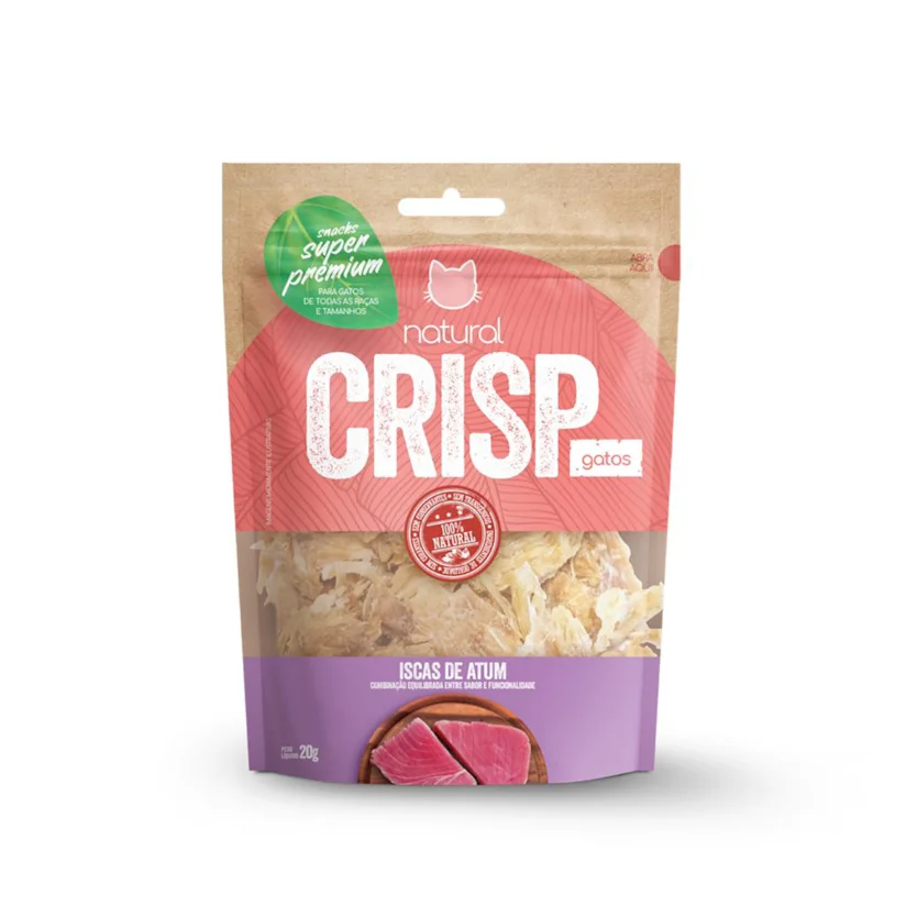 Snack Desidratado Para Gatos Natural Crips Iscas de Atum 20g