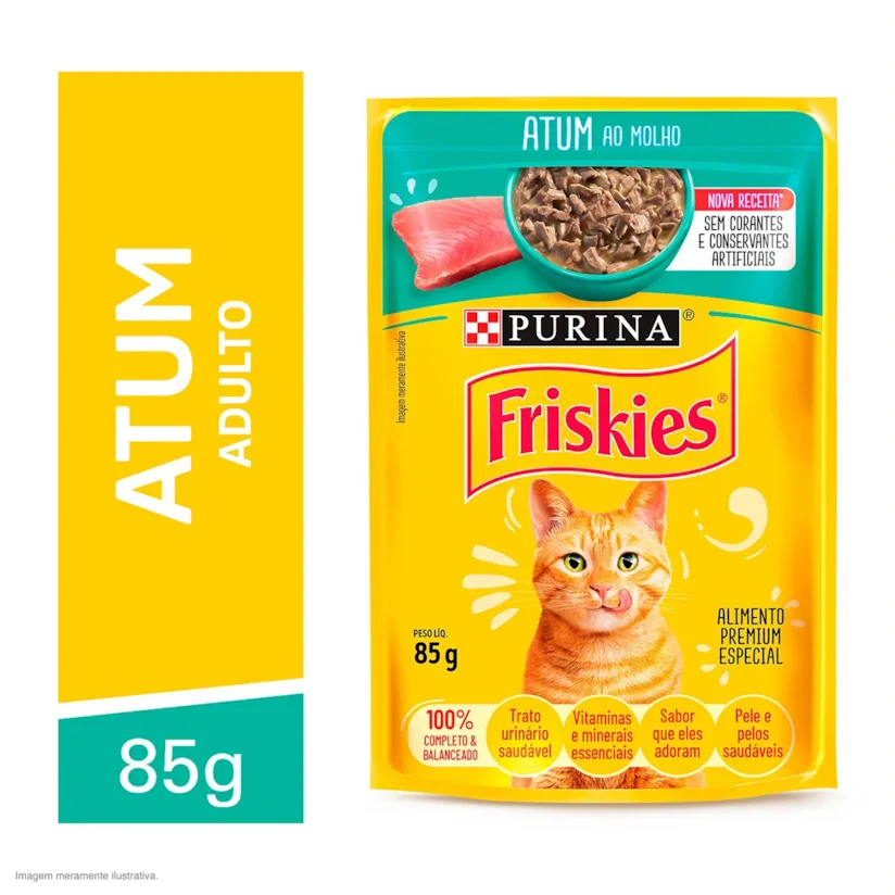 Ração Úmida Nestle Purina Gatos Friskies Atum ao Molho Sachê 85g
