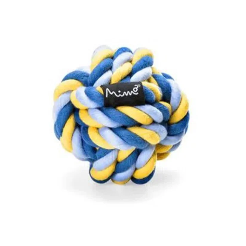 Brinquedo Cães Mimo Bolinha de Corda Azul e Amarelo G