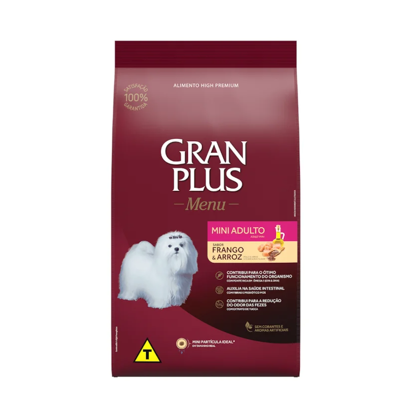 Ração Gran Plus Cães Menu Adultos Racas Mini Frango e Arroz 1kg