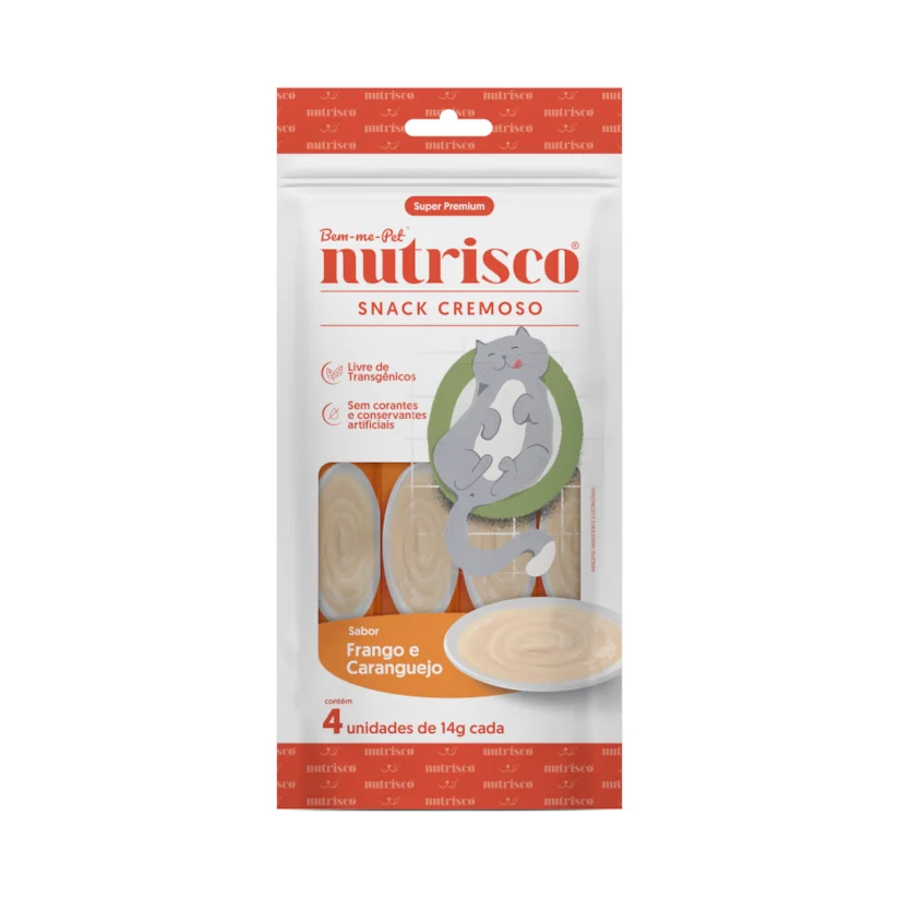Petisco Para Gatos Snack Cremoso Nutrisco Frango E Caranguejo 56Gr