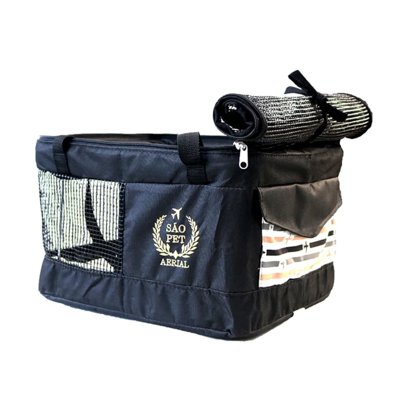 Bolsa Aerial Transporte Pet Preta São Pet 36x33x23cm