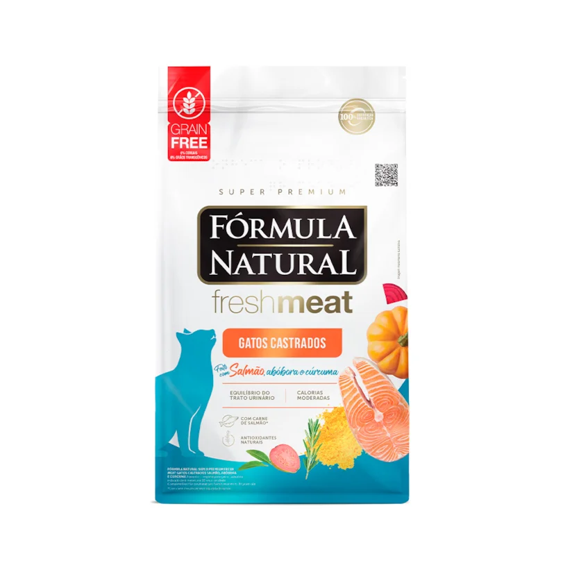 Ração Fórmula Natural Fresh Meat para Gatos Adultos Castrados Sabor Salmão 10,1kg
