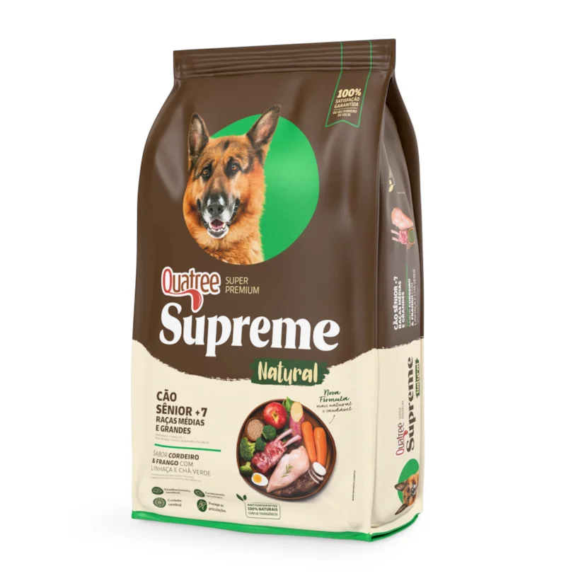Ração Quatree Supreme Cães Sênior +7 Raças Médias e Grandes Cordeiro e Frango 15kg