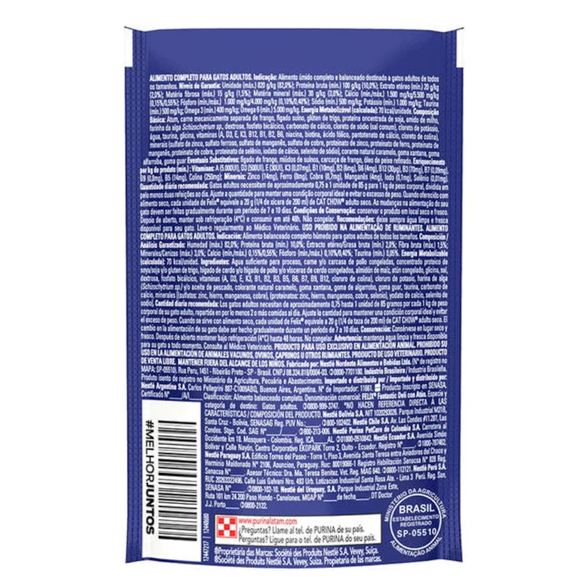 Ração Úmida Nestle Purina Gatos Felix Fantastic Tiritas Atum Sachê 85g