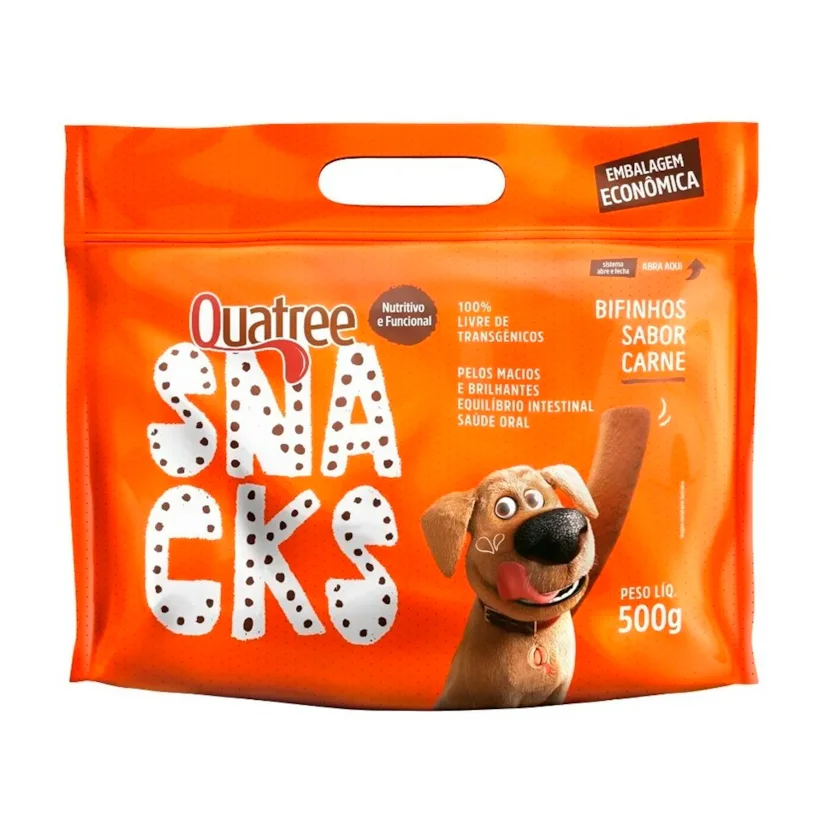 Snacks Quatree Bifinhos Cães Sabor Carne 500g