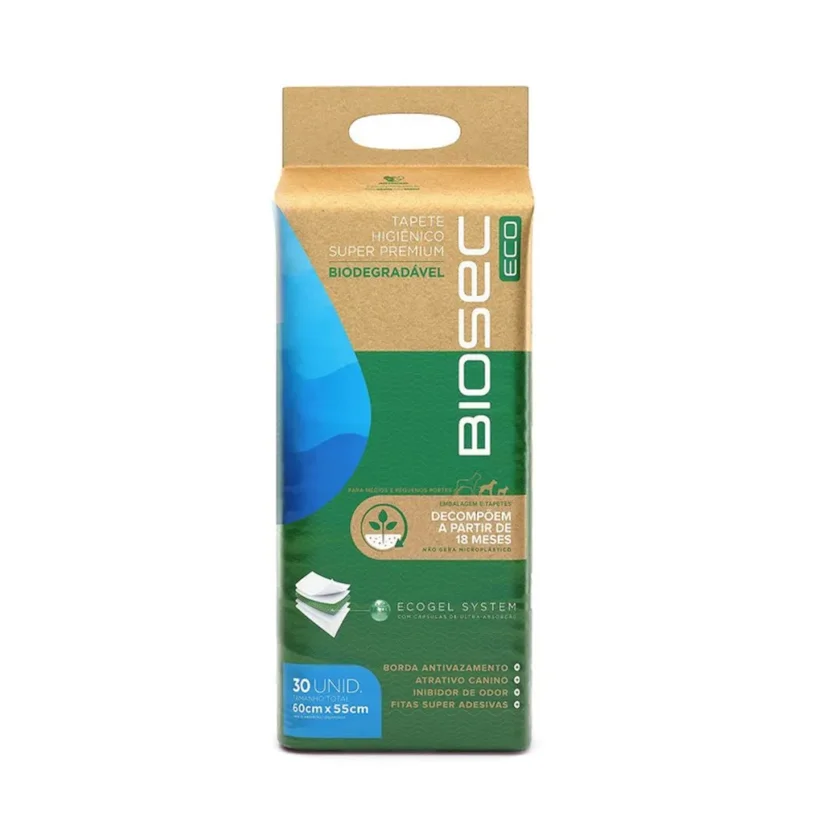 Tapete Higiênico Para Cães Biosec Eco 60x55cm 30 Unidades