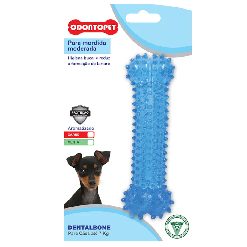 Brinquedo Mordedor Dentalbone Cães Até 7kg Azul Odontopet
