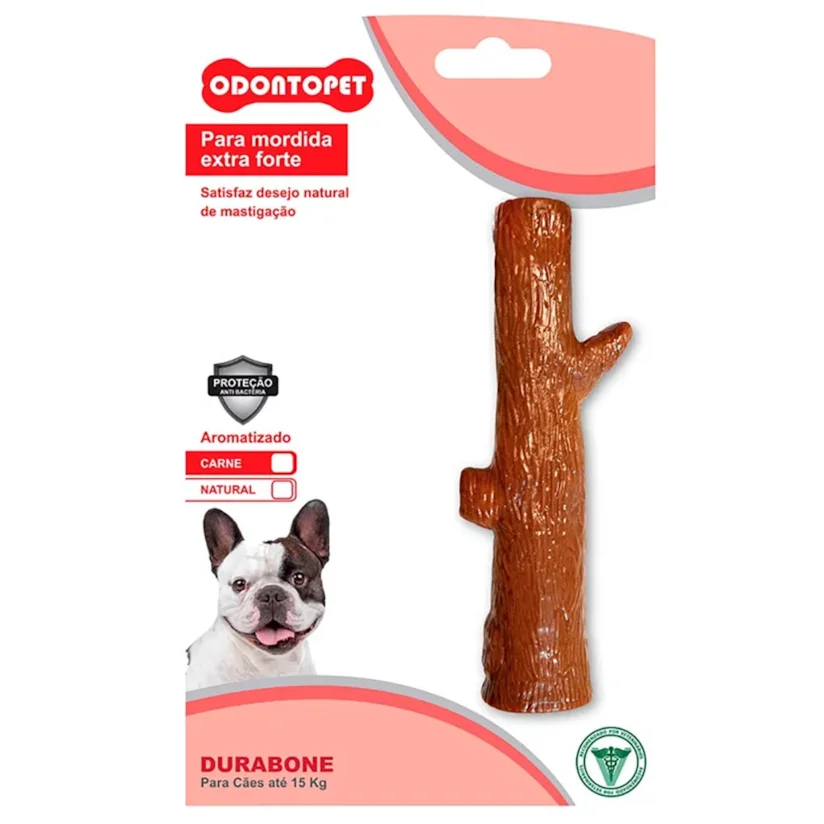 Brinquedo Mordedor Durabone Tronco Cães Até 15kg Sabor Carne Odontopet