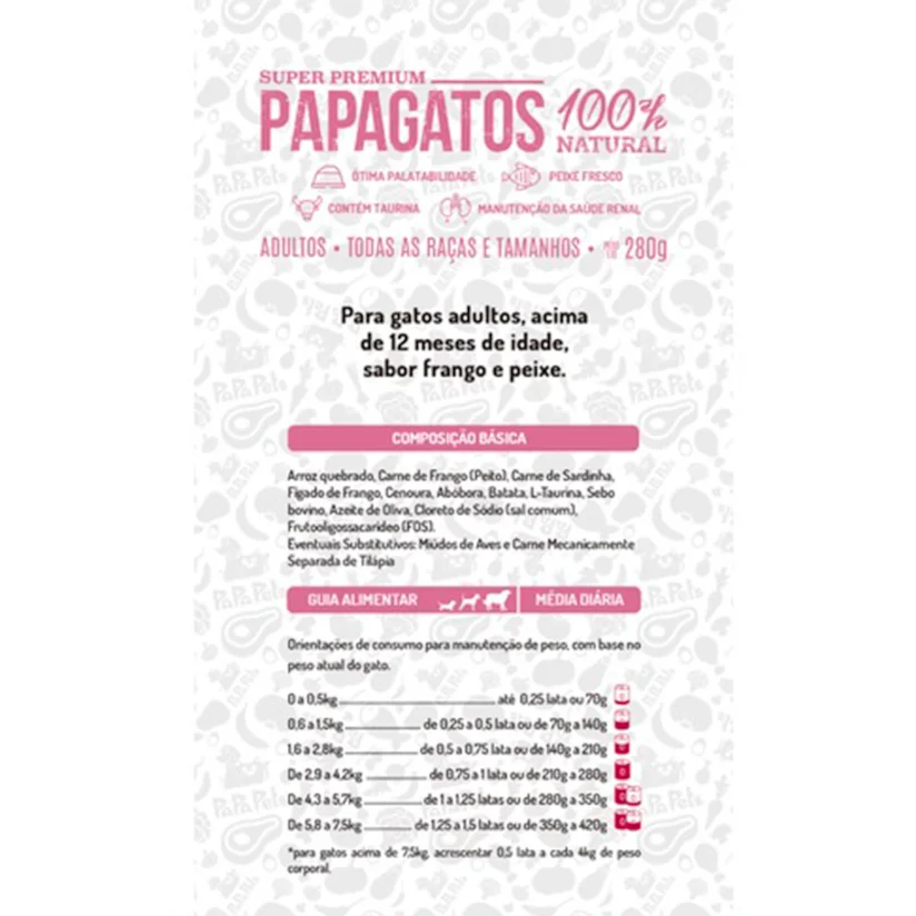 Alimento Natural Papapets Papagatos Para Gatos Adultos 280g