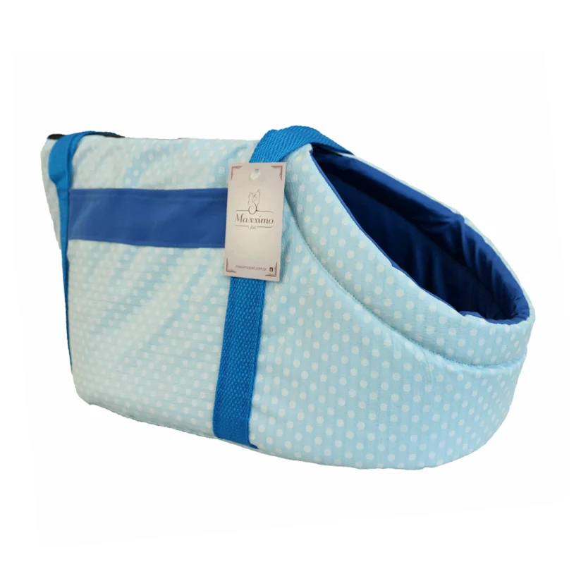 Bolsa Transporte Maxximo Pet Transporte Azul Com Bolinhas M