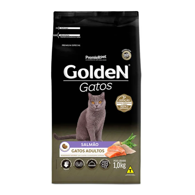 Ração Premier Golden para Gatos Adultos Salmão 1kg