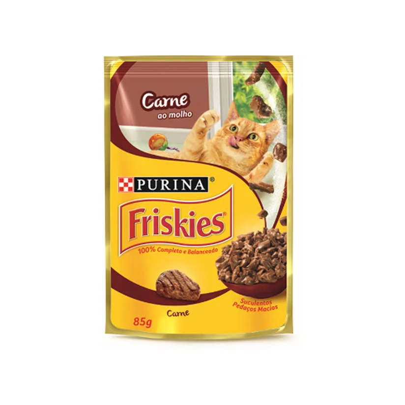 Ração Úmida Nestle Purina Gatos Friskies Carne ao Molho Sachê 85g