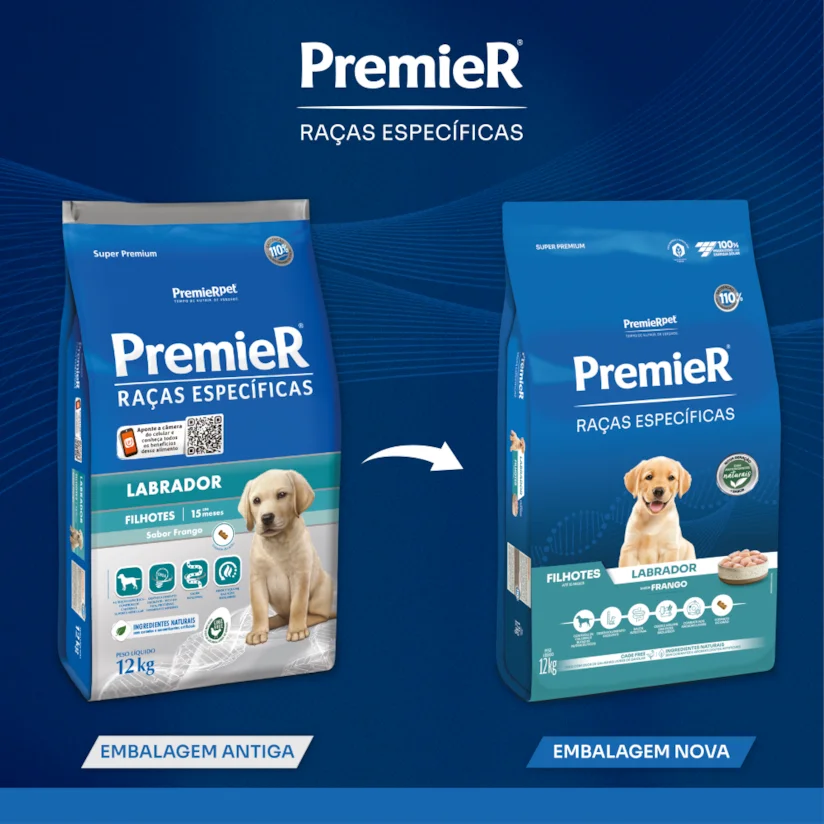 Ração Premier Raças Específicas Labrador Cães Filhotes Frango 12kg