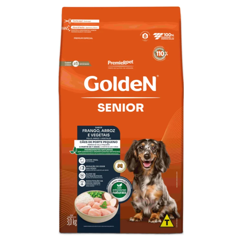 Ração Premier Golden Fórmula Mini Bits +7 Cães Sênior Frango e Arroz 3kg