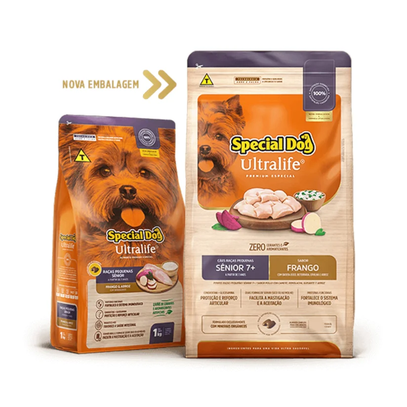 Ração Special Dog Ultralife Cães Adultos Sênior Raças Pequenas Frango e Arroz 10,1kg