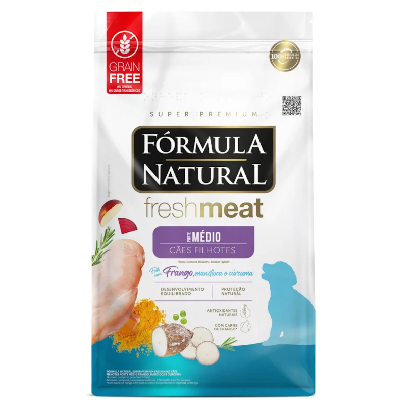 Ração Fórmula Natural Cães Fresh Meat Filhotes Raças Médias 12kg