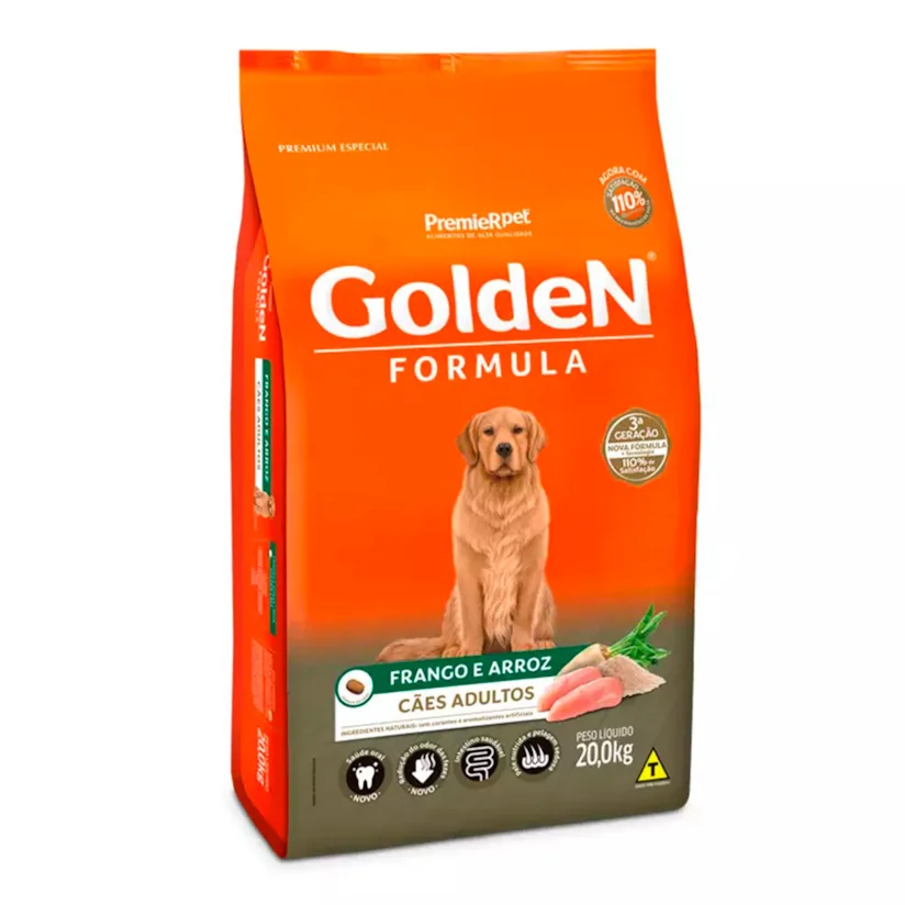 Ração Premier Golden Fórmula Cães Adultos Frango e Arroz 20kg