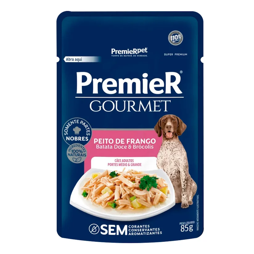 Ração Premier Cães Sachê Gourmet Ad.Méd/gade Porte Frango 85g