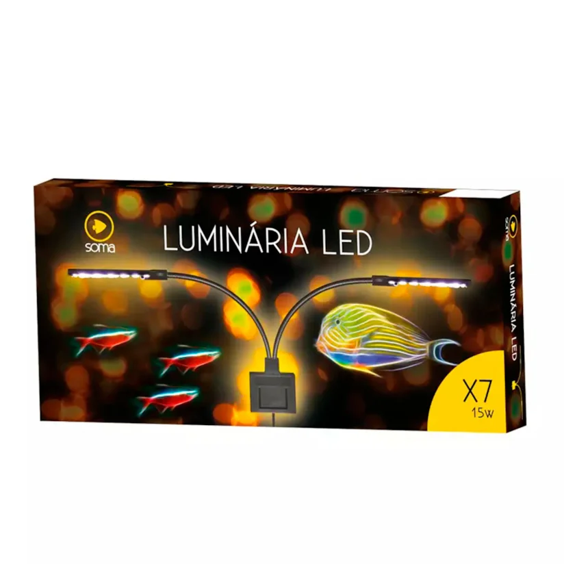 Luminária de LED Soma Preta X7 15W Branco e Azul 110v