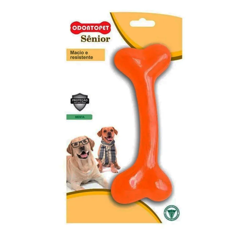 Brinquedo Mordedor Osso Sênior Grande Laranja Odontopet