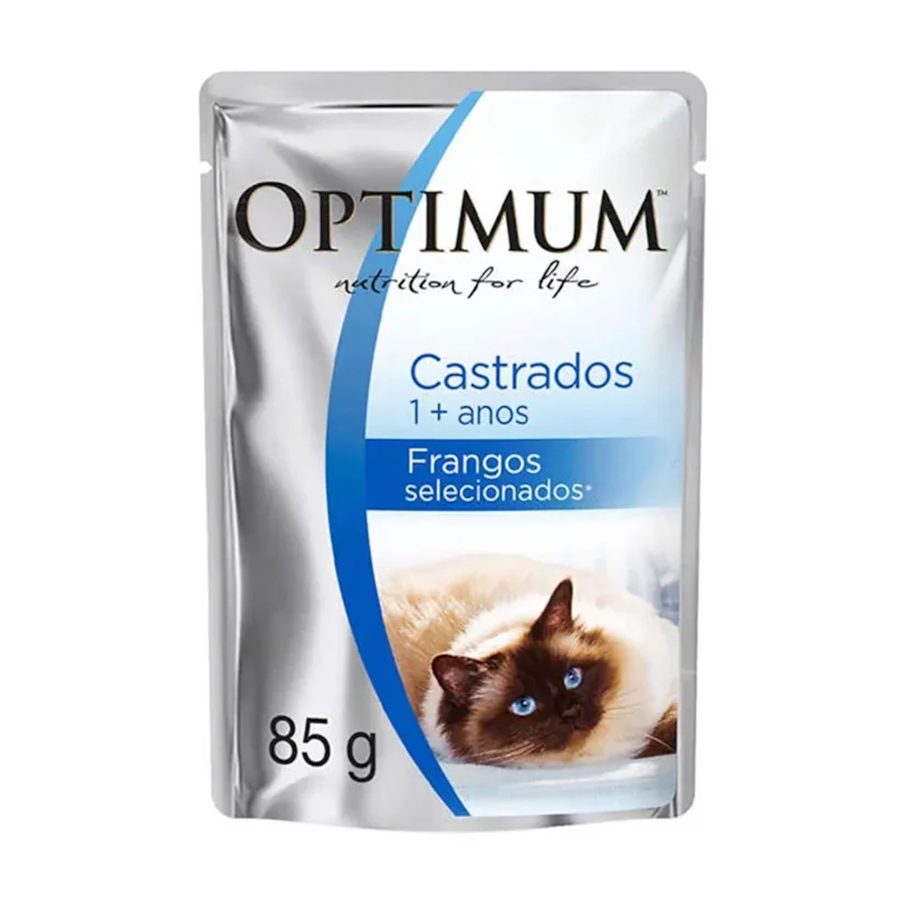 Ração Úmida Optimum Gatos Castrados Frango Sachê 85gr