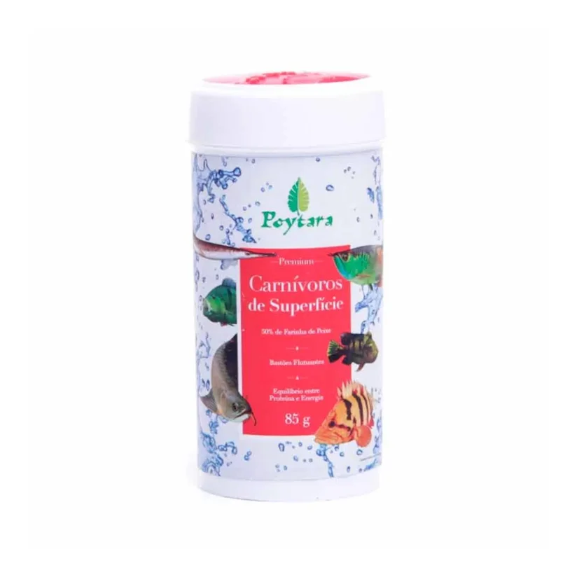 Ração Para Peixes Poytara Carnívorosde Superfice 85g