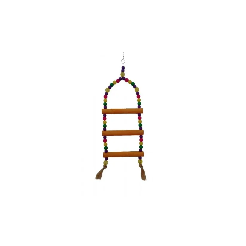 Brinquedo Para Pássaros Escada Miçanga e Madeira 3P Tudo Pet