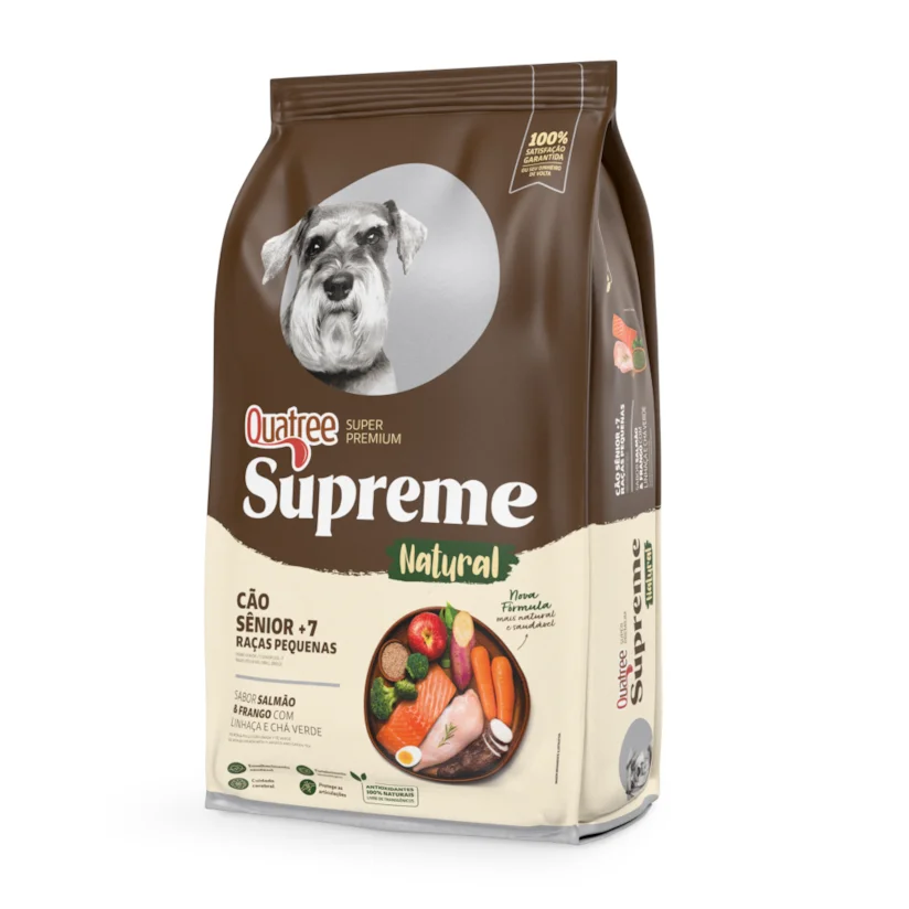 Ração Quatree Supreme Cães Sênior +7 Raças Pequenas Frango e Salmão - 10,1kg