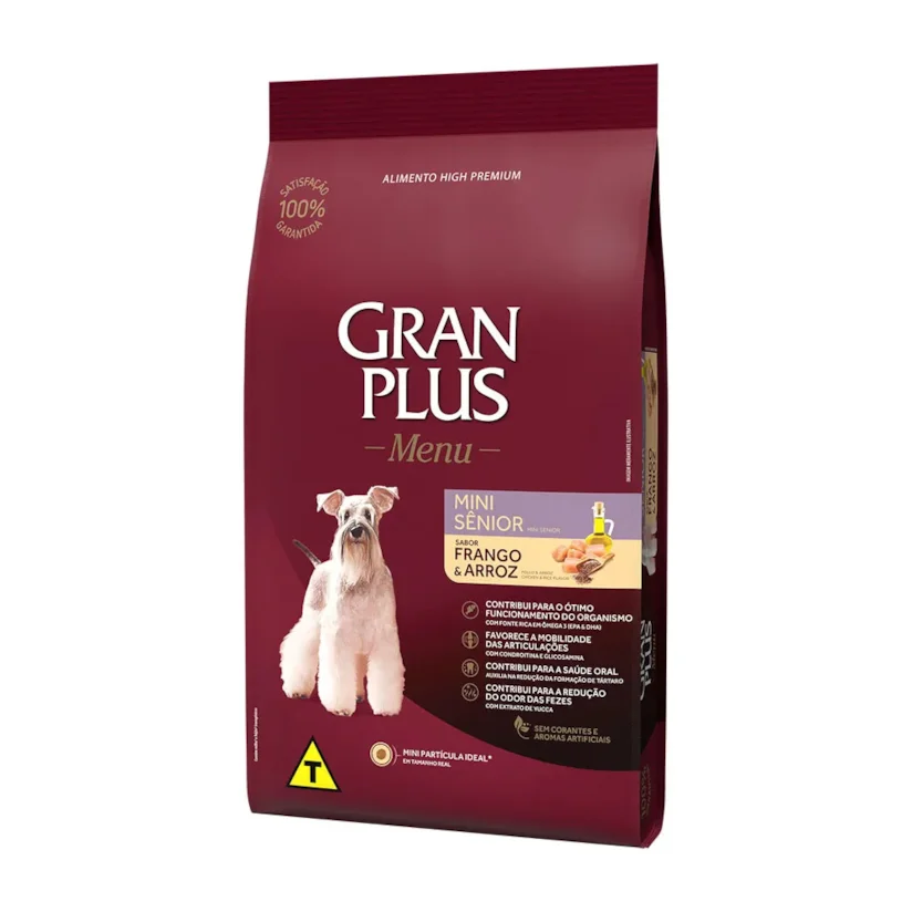 Ração GranPlus Menu Cães Mini Sênior Frango e Arroz 3 kg