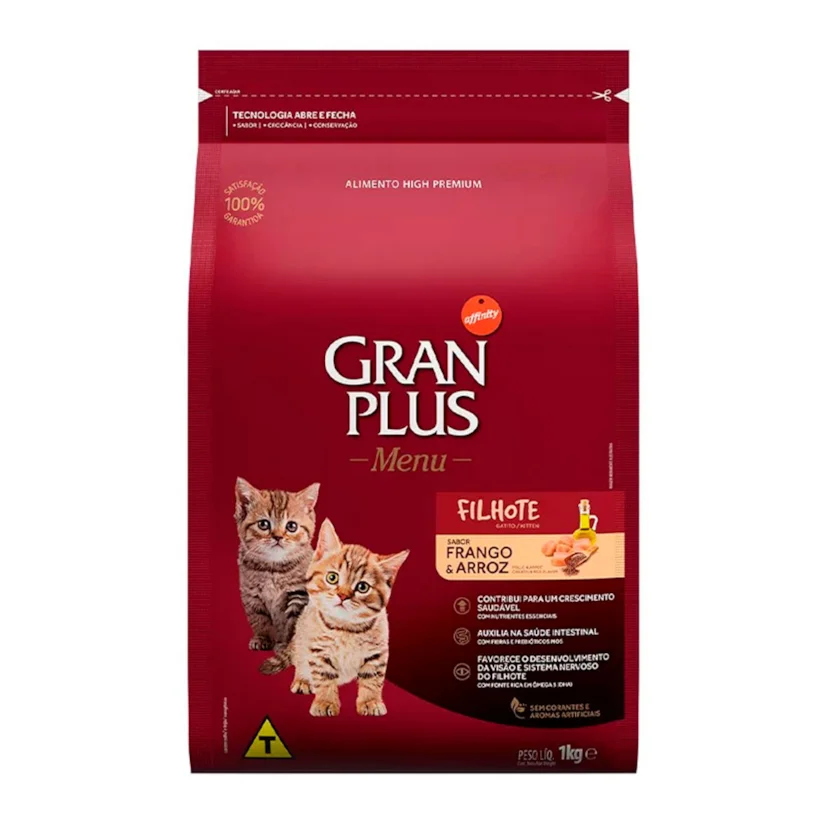 Ração Gran Plus Gatos Filhotes Frango e Arroz 1kg