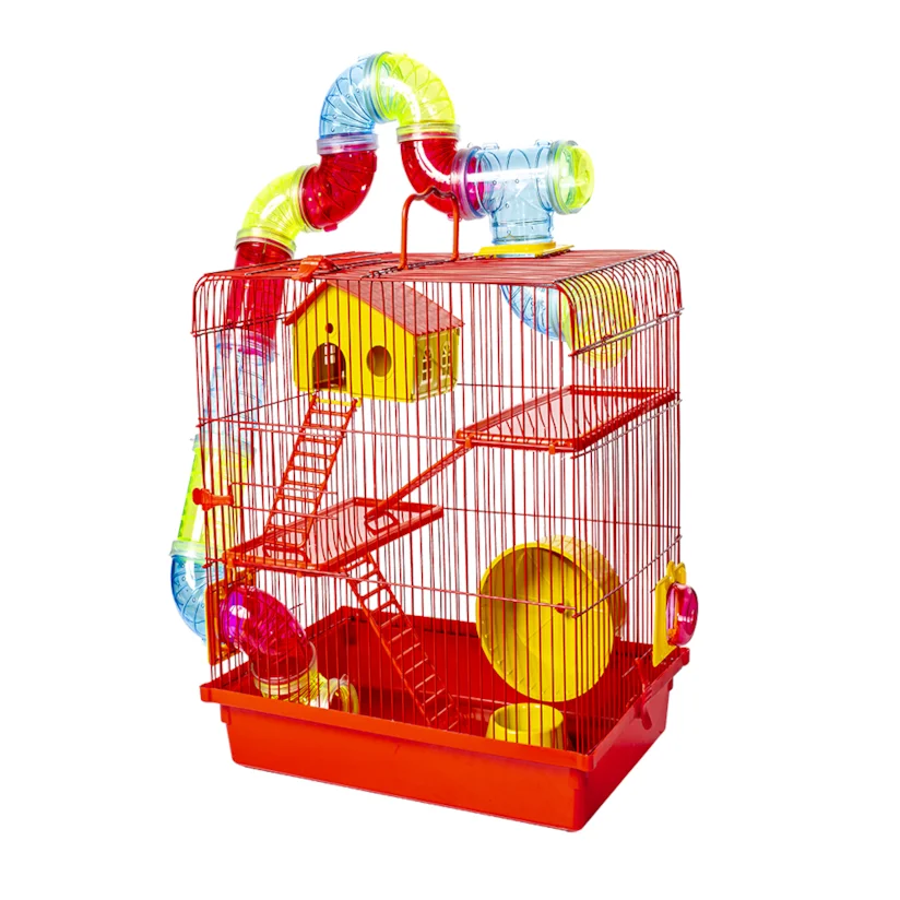 Gaiola para Hamster 3 Andares Vermelha Jel Plast