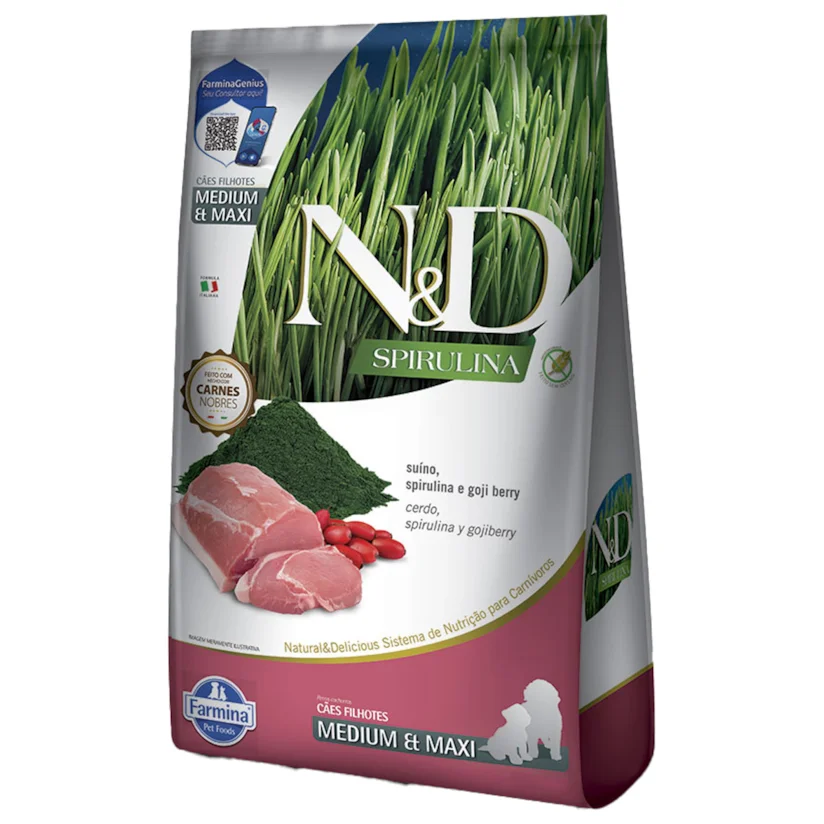 Ração ND Spirulina Para Cães Puppy Medium e Maxi Suino 10,1kg