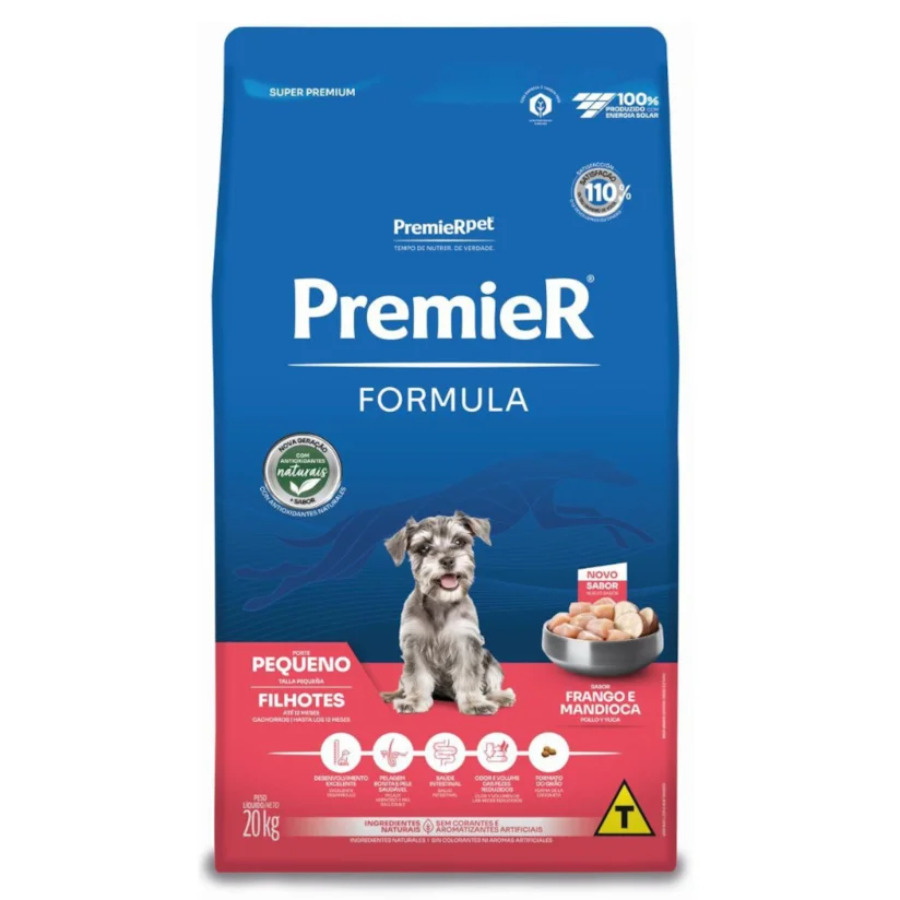 Ração Premier Formula Cães Filhotes Raças Pequenas Frango e Mandioca 20kg